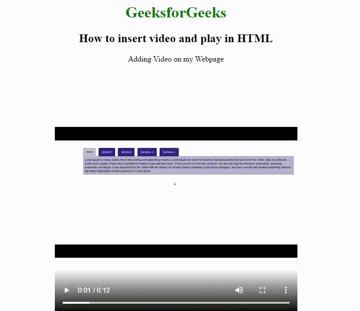 How to insert video in web page and play it using HTML ? - GeeksforGeeks