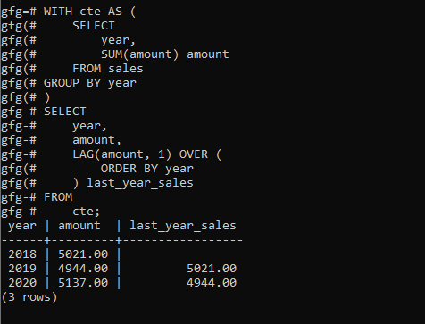 PostgreSQL LAG Function GeeksforGeeks