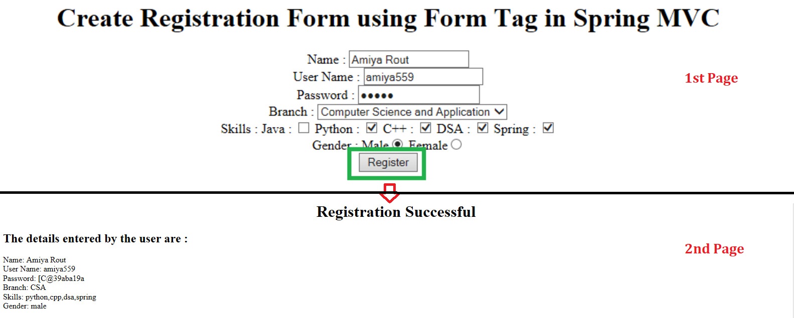 Spring MVC - Capture and Display the Data from Registration Form