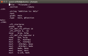 convert assembly to c program