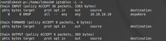 iptables command