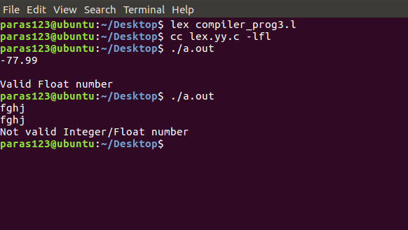 Lex Program to accept a valid integer and float value - GeeksforGeeks