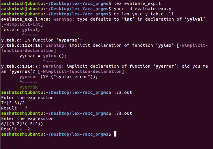 Yacc Program To Evaluate A Given Arithmetic Expression Geeksforgeeks