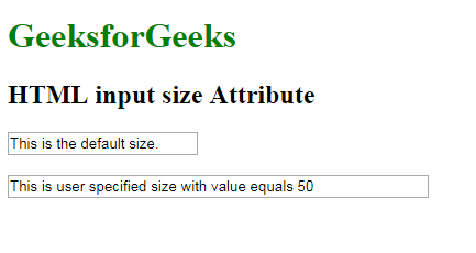 Html Input Size Attribute Geeksforgeeks