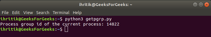 os.getpgrp() method output