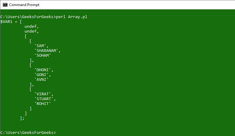 perl print array