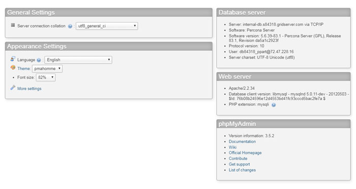 Схема базы данных phpmyadmin