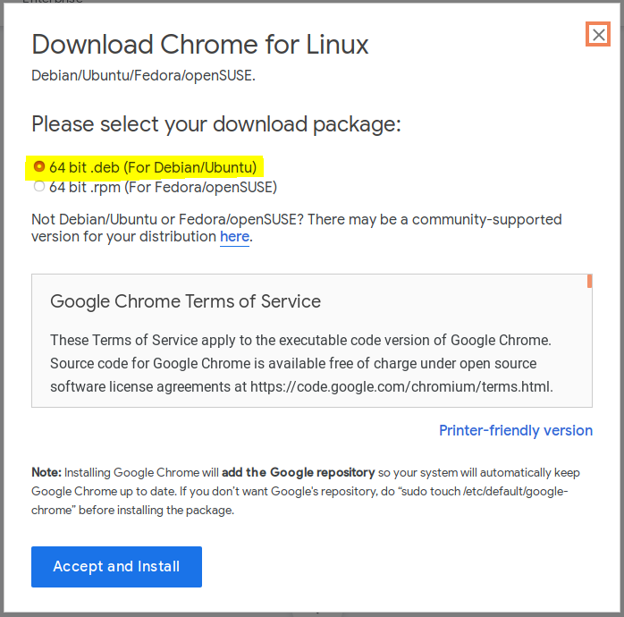 download chrome in linux