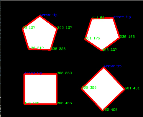 Trace Contours of Black and White Triangular Objects. Writing