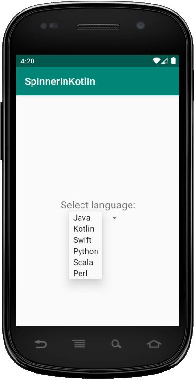 Spinner in Kotlin - GeeksforGeeks