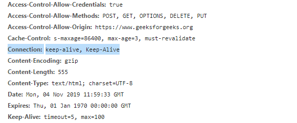 Http Headers Keep Alive Geeksforgeeks