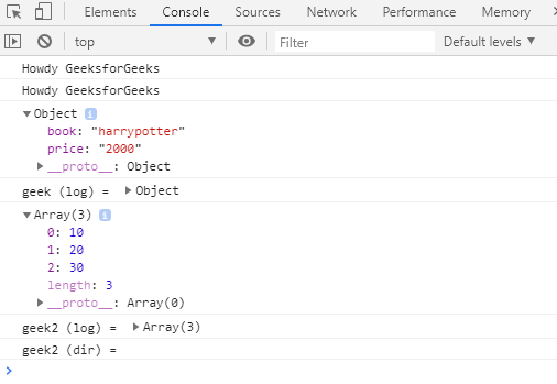 Console dir vs log