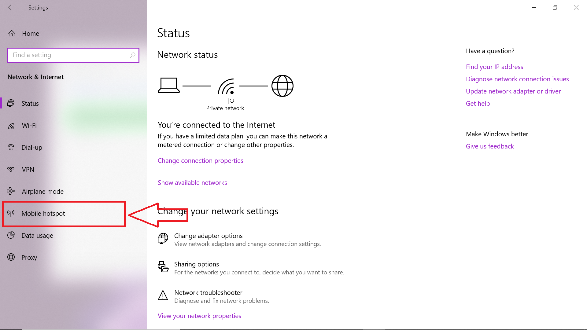 Marked location of Mobile Hotspot