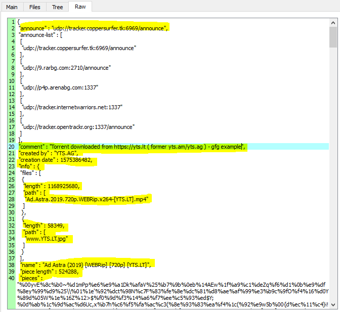 examine torrent file raw content