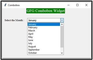 Combobox Widget In Tkinter Python Geeksforgeeks