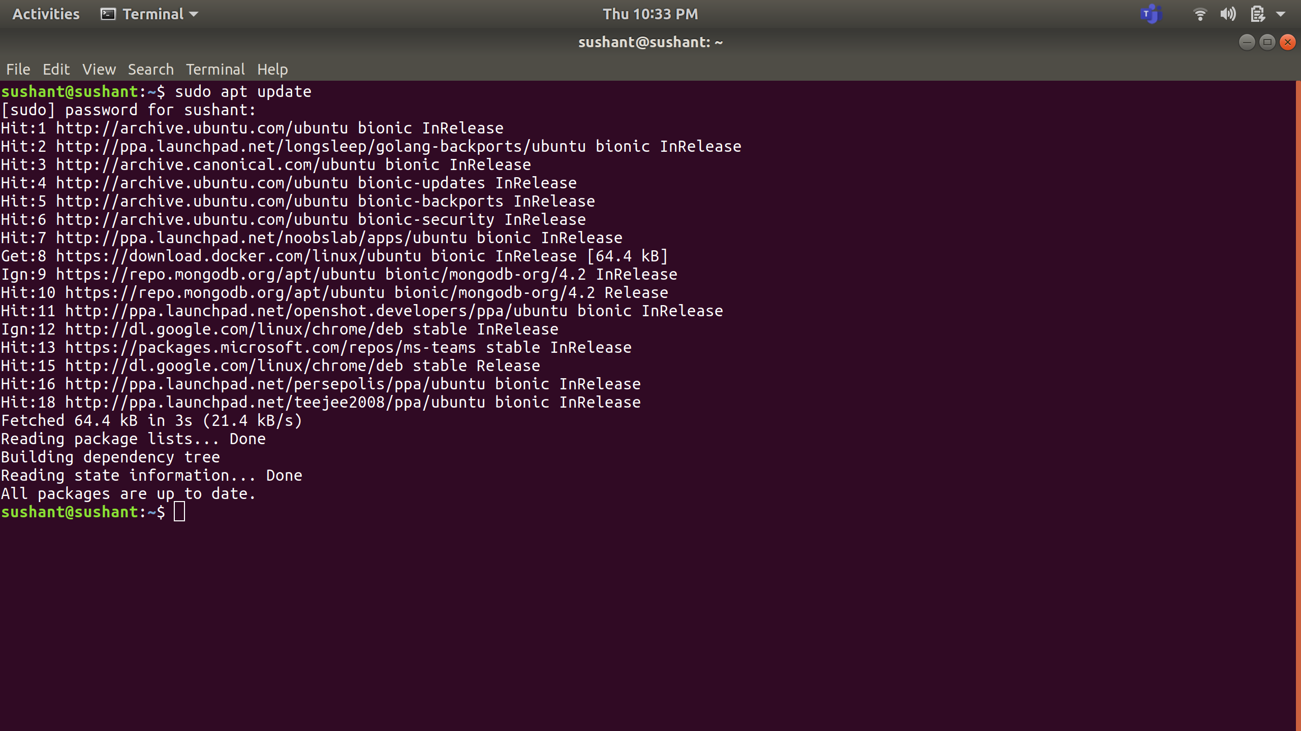 updating-the-pakcages-on-ubuntu