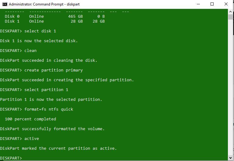 cmd prompt format disk windows 10