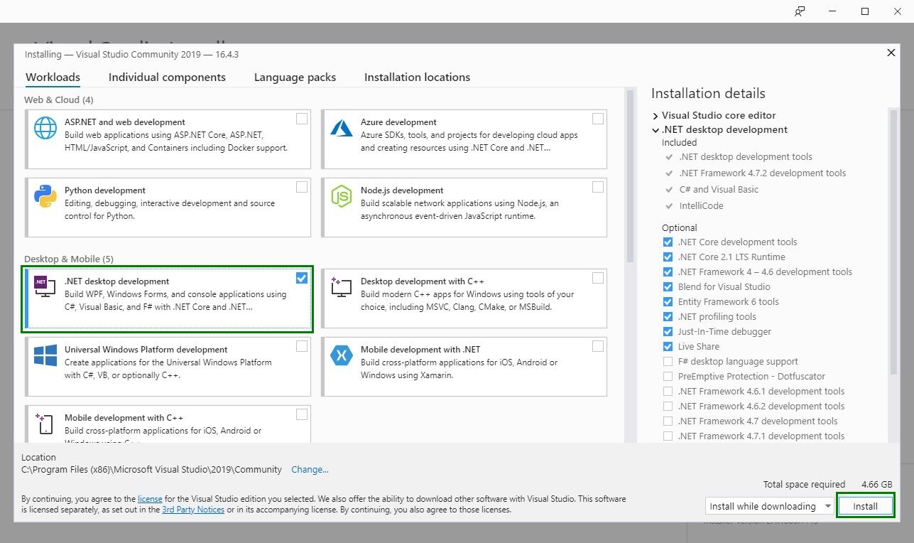 install visual studio