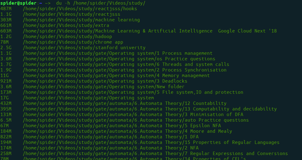 checking disk usage using du command in human-readable format