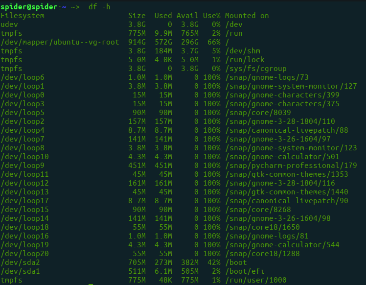 To show disk space usage using df command