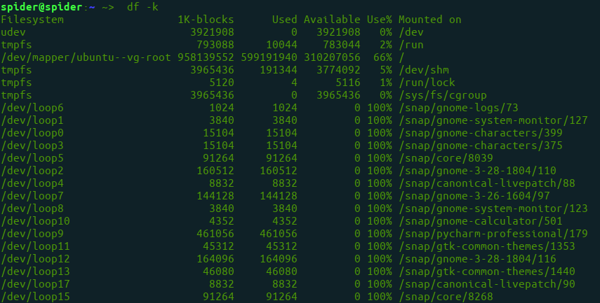 For bytes df command