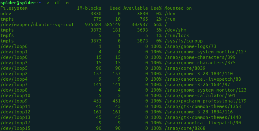 For megabytes df command