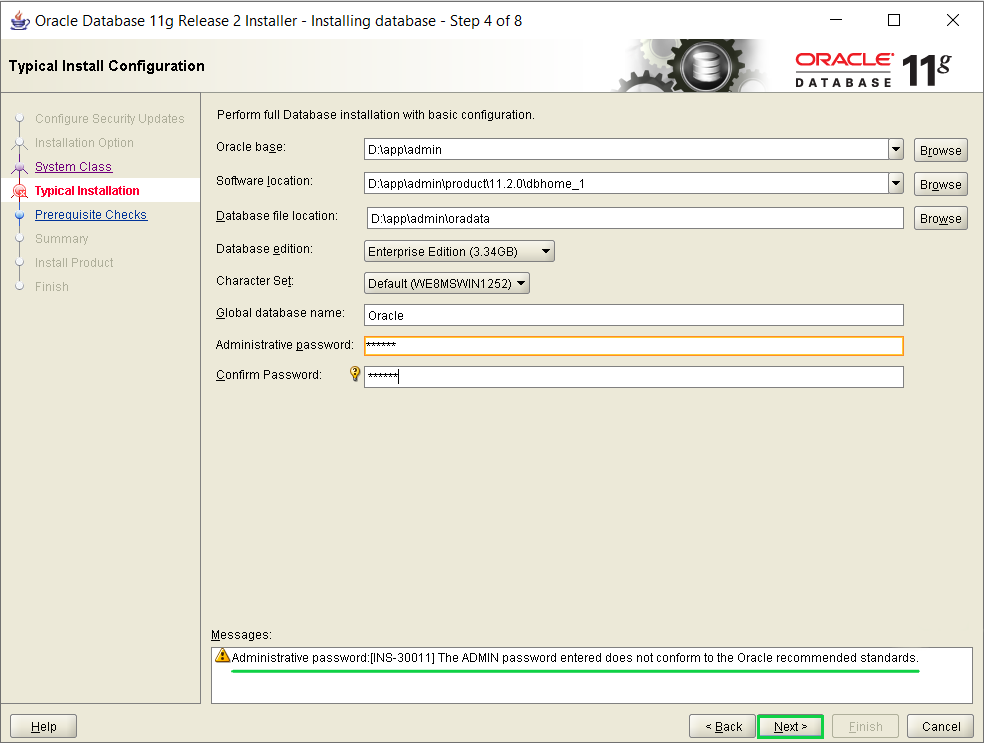 how to install oracle 11g enterprise edition on windows 10