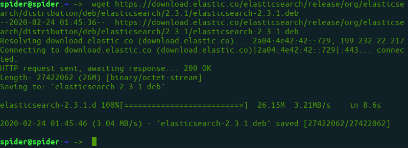 downloading deb file for elasticsearch