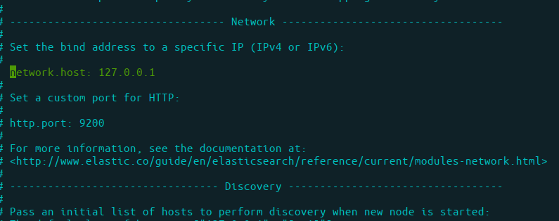 Setup network configuration for elasticsearch