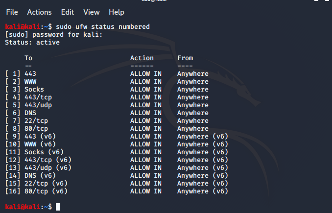 To checks UFW firewall status.