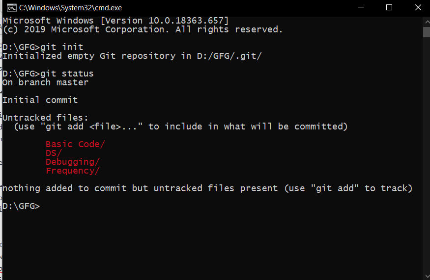 git status show all files