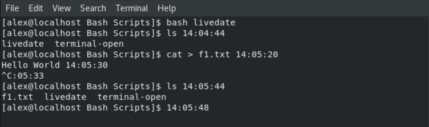 live date command in linux