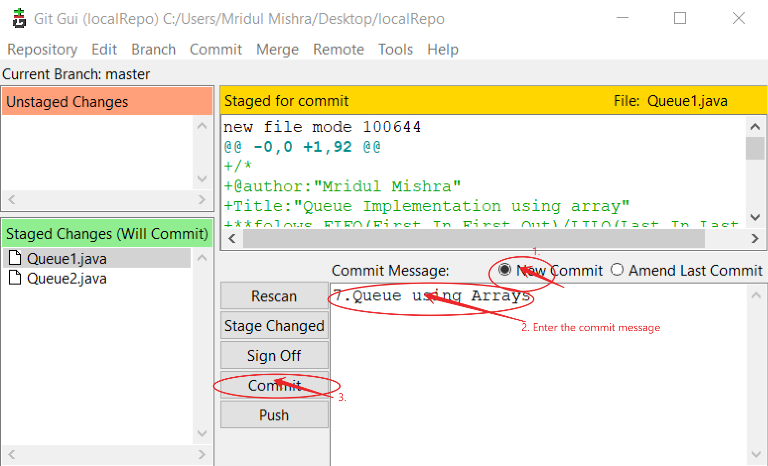 Commit and push changes to Git repository