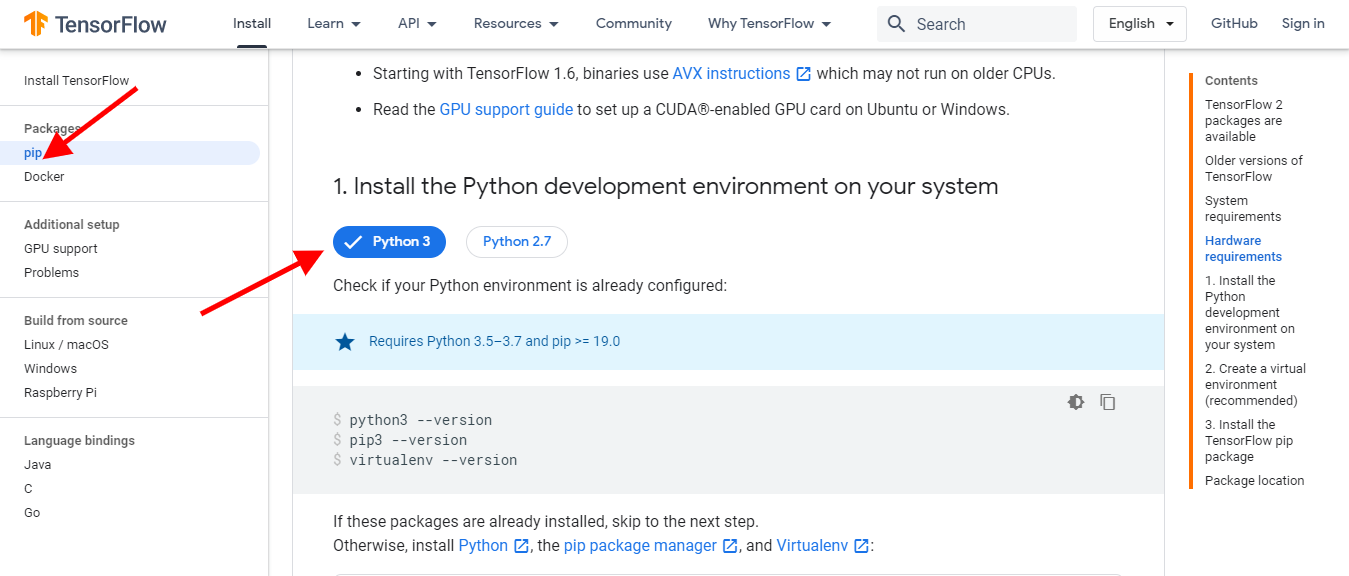 Tensorflow example in store python