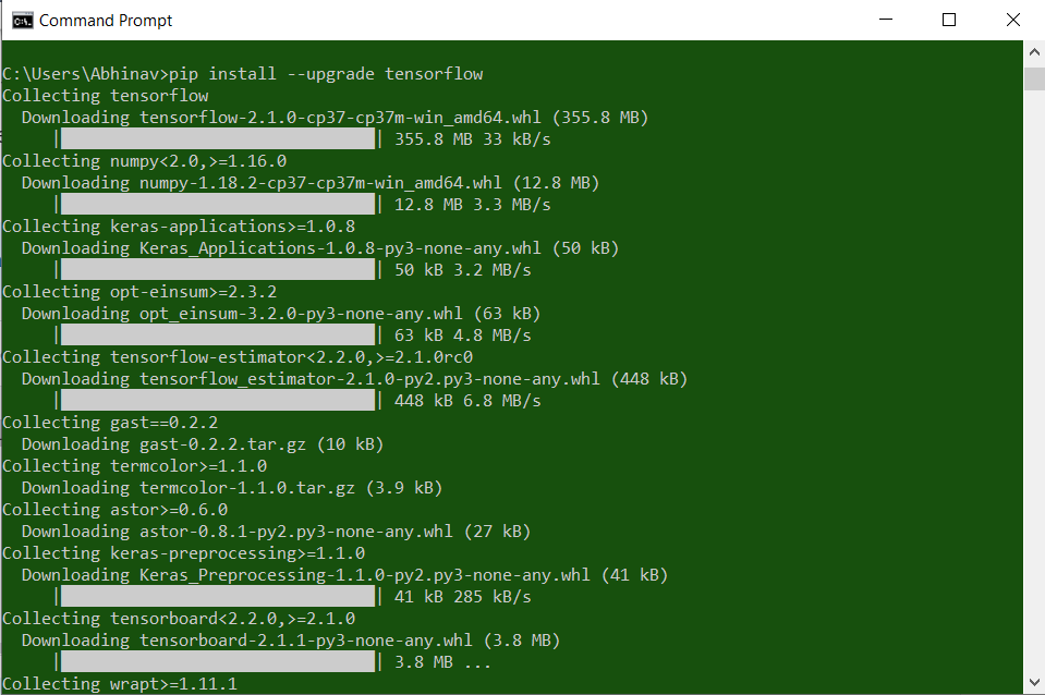 Tensorflow store library python