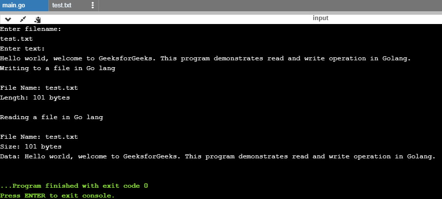 How To Read And Write The Files In Golang? - Geeksforgeeks