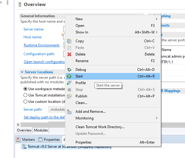 localhost port for apache tomcat 8