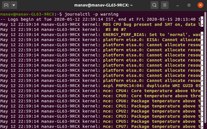 Filtering logs by priorty