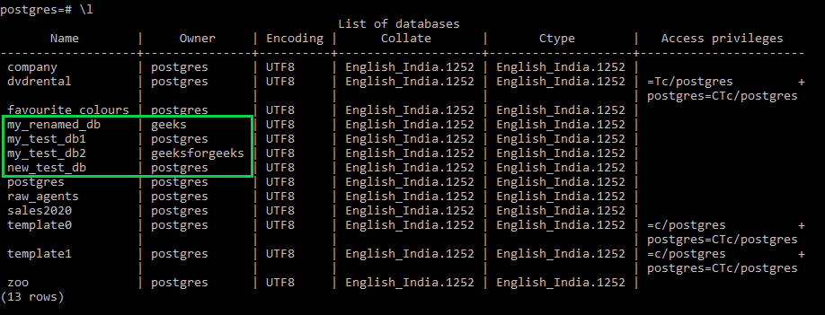 Postgresql - Drop Database - Geeksforgeeks