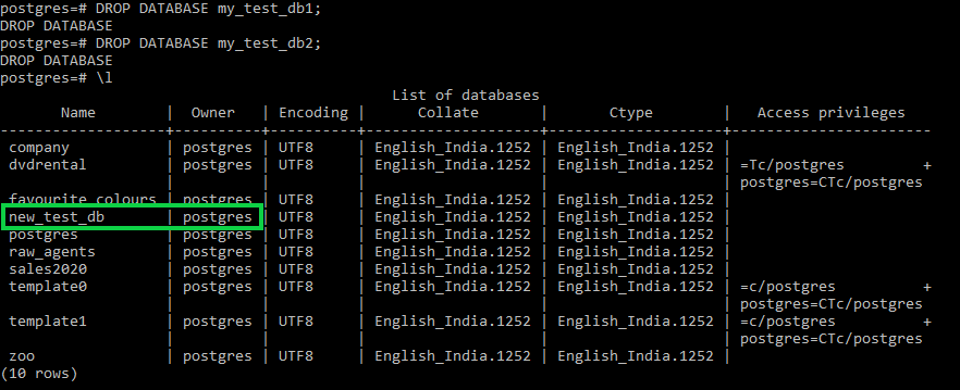 Postgresql - Drop Database - Geeksforgeeks