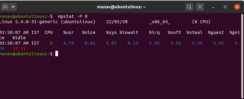 cpu utilization in linux command