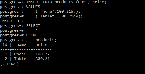 select into in postgresql