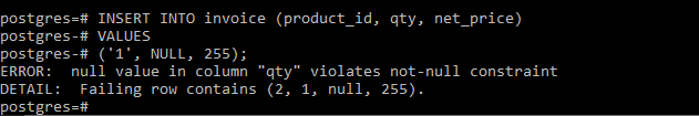 not null in postgresql