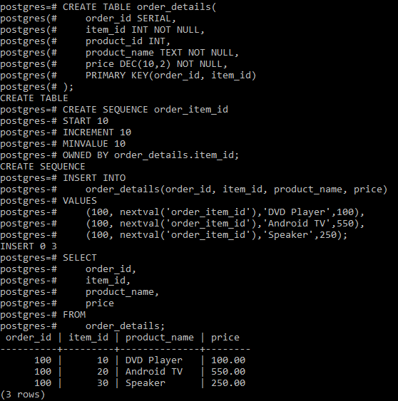 postgresql create table using copy command