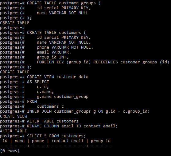 postgresql rename table