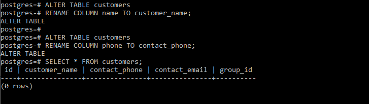 postgresql rename table