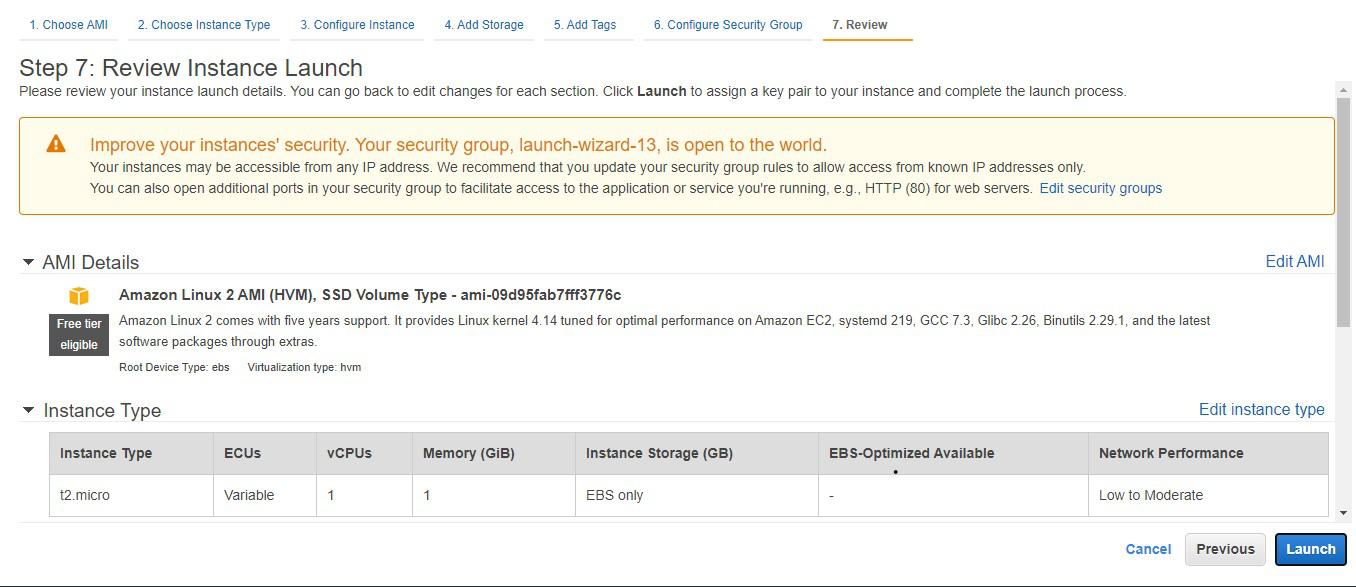 aws instance launch