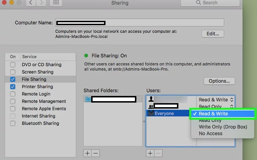 Enable file sharing