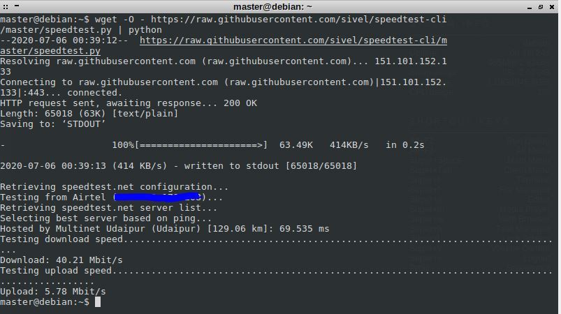 download and upload speed from the Linux command line