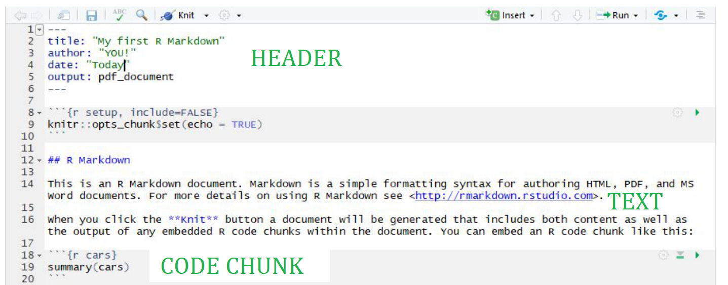 The default template for R Markdown files